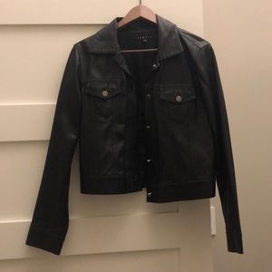 Theory, black leather jacket